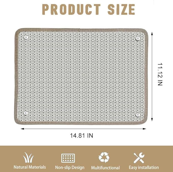 Sisal Cat Nail File & Scratching Pad - Wall Mount/Floor Cat Scratcher, Built-in 80-Grit Aluminum Oxide for Natural Nail Trimming, Protect Furniture (14.81"x11.12")