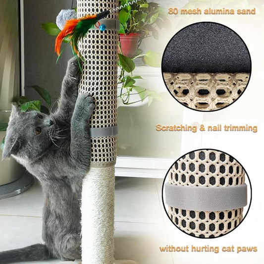 Cat Nail File Scratcher, Cat Scratch Pad Wrapped Around a Cat Scratching Post, Nail File for Cats with 80 Aluminum Oxide Grit, Cat Nail File Can Help to Trim Your Cat's Nails and Protect Scratch Post
