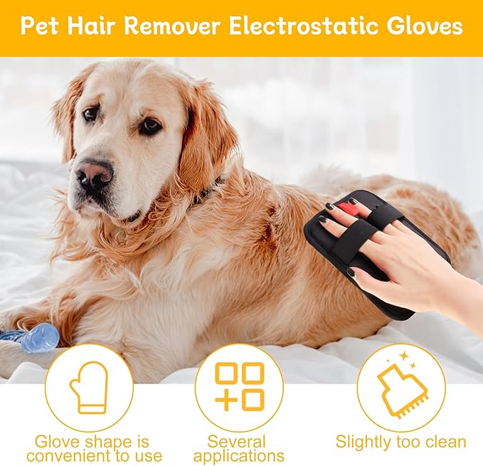 Pet Hair Remover Glove, Pet Hair Remover Tools, Reusable Cat & Dog Hair Removal Grooming Brush, Suitable for Couch, Furniture, Carpet, Curtain