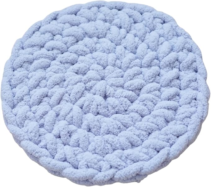 Cat Knitted Bed Mat, Extra-Soft Washable Warm Round Pads Cushions for Indoor Kittens, Cat Trees Towers, Perfect for Kneading and Sleeping (Blue,X-Large)