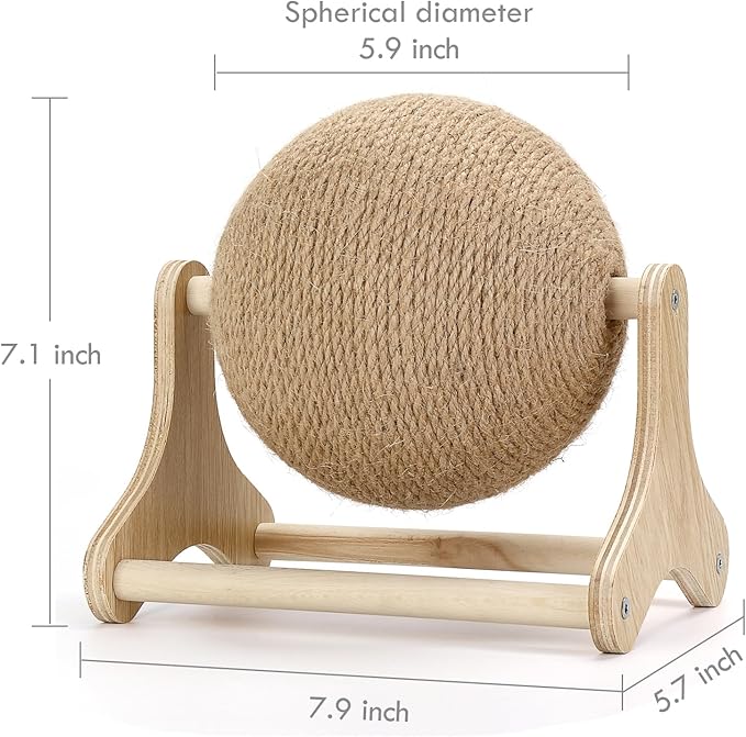 Outamateur Cat Scratcher Ball Toy, Sisal Cat Scratching Ball with Stable Stand, Interactive Exercise Toy for Small Pet Interactive Exercise and Play