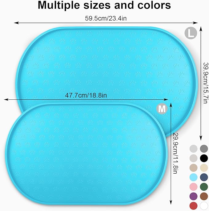KPWACD Dog Food Mat Anti-Slip Bowl Mats for Food and Water, High-Lips Waterproof Pet Placemat Prevent Messy Spills to Floor, Silicone Puppy Feeding Trays for Large Medium Small Dogs Cats