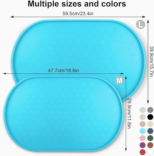 KPWACD Dog Food Mat Anti-Slip Bowl Mats for Food and Water, High-Lips Waterproof Pet Placemat Prevent Messy Spills to Floor, Silicone Puppy Feeding Trays for Large Medium Small Dogs Cats