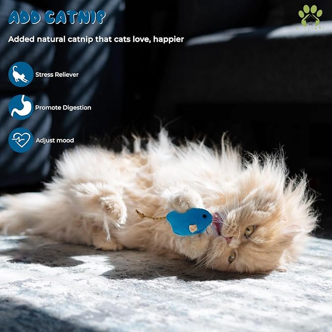 Cat Mice Toy 6-Pack Plush -Filled Mice Toys for Indoor Cats - Realistic Design