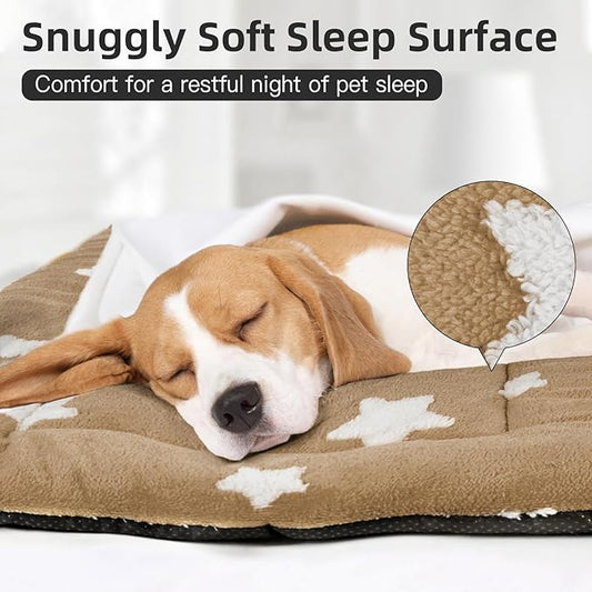 Mora Pets Dog Crate Pad Dog Kennel Bed Mat for Large Dogs Washable Cute Star Pet Bed for 36 inch Cage Ultra Soft Flat Puppy Cat Cushion for Cozy Sleeping Anti-Slip Brown 36 x 23