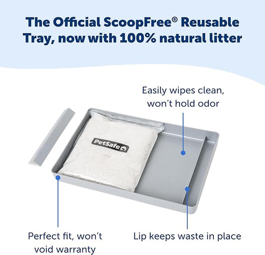 PetSafe Scoop-Free Natural Litter Reusable Tray - Durable Plastic Tray with Stainless Steel Magnets - Comes with 4.2 lb Bag of Premium Natural Litter