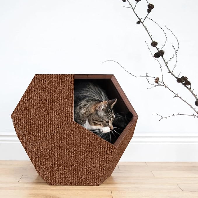 Cat Scratching Mat, Self-Adhesive Cat Scratching Carpet, Trimmable at Scratch Furniture Protector for Cat Tree Shelves, Cat Scratching Post Couch Protector (1PC, Brown)