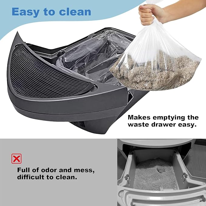 Replacement Waste Drawer Liners Compatible with Litter Bag Robot 3 4, 60 Count Waste Bags, 9-11 Gallons