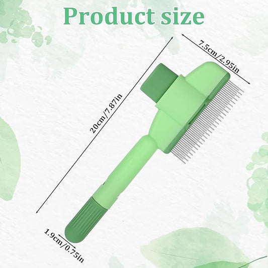 Flea Comb for Cats Dogs Brush for Shedding with Release Button Fine Tooth Pet Hair Removal Comb with Long & Short Stainless Steel Teeth for Deshedding Self-Cleaning Brush for Cat Dog Small Pets