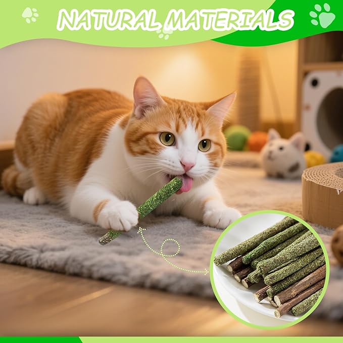 Catnip Toys for Cats, Kitten Chew Toys Silvervine Sticks for Indoor Cats Teeth Cleaning 10 Pack, Interactive Treat Dental Organic Cotton Chew Rope with Cute Dolls Catnip Inside