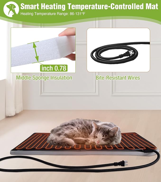 GUTINNEEN Heated Cat House with Bite-Resistant Wires, Insulated Cat House Outdoor with Detachable Lining, Expandable Feral Cat Shelter with Weatherproof Roof