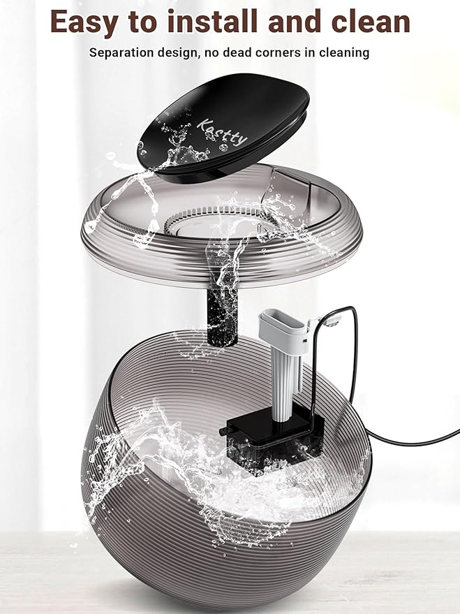 Kastty Quiet Cat Water Fountain, 3.5L/118oz Large Capacity Pet Water Fountain for Cats Indoor with Water Level LED Light, Easy Cleaning Cat Fountains for Drinking Automatic Dog Water Fountain FS75