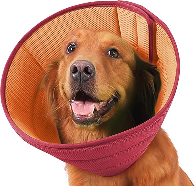 Soft Dog Cone Recovery Collars & Cones After Surgery for Medium Large Dogs, Comfy Ecollars to Stop Licking, Adjustable, Dog Ecollars for Recovery Plastic: Superior Support Fabric: Soft Comfort, XL
