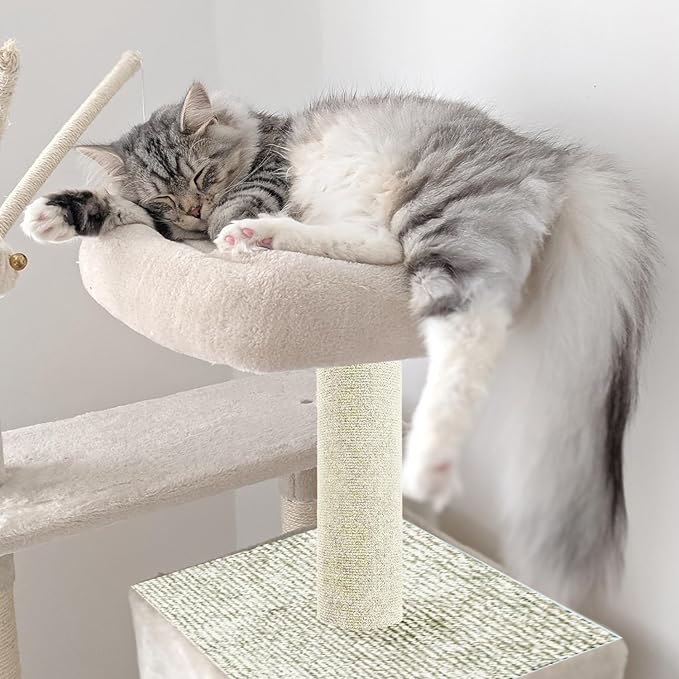 Cat Scratch Couch Furniture Protector, Adhesive Cat Scratch Pad Deterrent for Furniture, DIY Climbing Scratcher for Indoor Cats (Off White, 78.7x15.8 in)