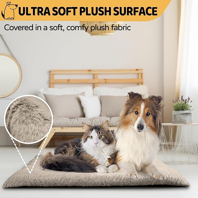 Crate Pad for Large Dogs, Ultra Soft Bed Washable & Anti-Slip Kennel Pad for Dog Cozy Sleeping Mattress, Travel Flat Pet Beds for Indoor & Outdoor Dog (42" x 28", Brown