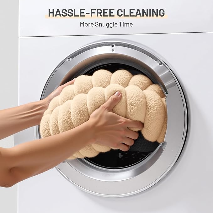 Cute Round Washable Cat Donut Bed Cushion Soft Fluffy Pet Bed Calming Donut Dog Bed Mat for Medium Large Indoor