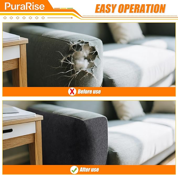 2PCS Cat Scratch Furniture Protector Mat DIY Self-Adhesive,39.3”X 15.8”，Includes Nano Adhesive and Fixing Nails (Gray)，for Sofa, Walls, Floors，Cat Tree,Door, Durable & Pet-Friendly