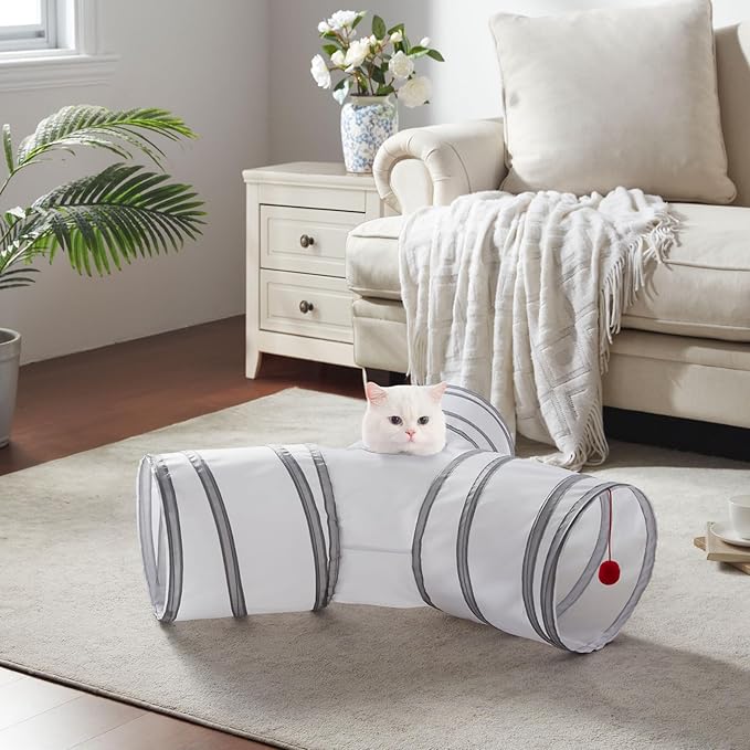 Cat Tunnels for Indoor Cats 3 Way Play Toy Kitty Tunnel Peek Hole Toy with Ball for Cat Tube Fun for Rabbits Kittens and Dogs