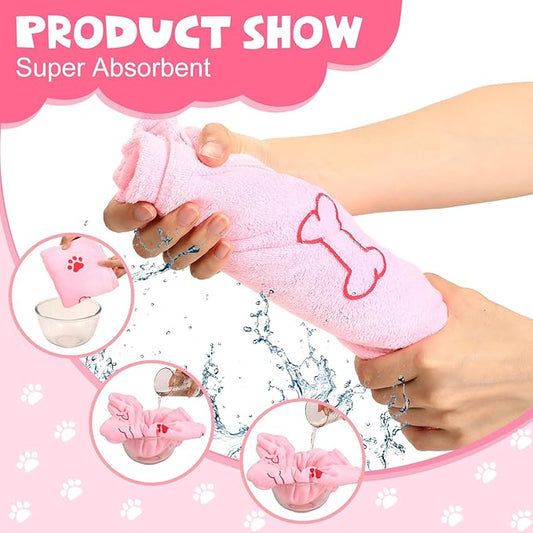 Chumia 4 Pcs Dog Towels for Drying Dog Puppy Bulk Microfiber Absorbent Paw Towel Pet Bathing Supplies Quick Drying for Medium Cats Pets Shower(55 x 28 Inch,Light Pink, Light Blue)