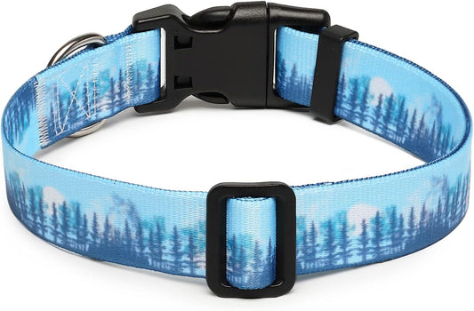 Mercano Adjustable Dog Collar - Special Design Patterns, Soft Nylon Comfortable Durable Pet Collar for Small Medium Large Dogs (XS, Forest)
