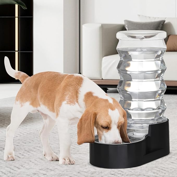 RIZZARI Dog Water Dispenser Bowl: 8L Large Black Stainless Steel Automatic Pet Fountain with Replaceable Filter - Anti-Splash Design for Busy Owners