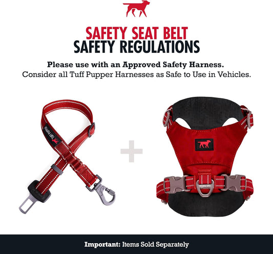 Tuff Pupper Dog Seat Belt | Adjustable Length Dog Seatbelt Restraint | Tangle-Free Locking Carabiner | Shock-Absorbing Bungee | Reflective Stitching for Visibility | Universal Fit for Cars & Trucks