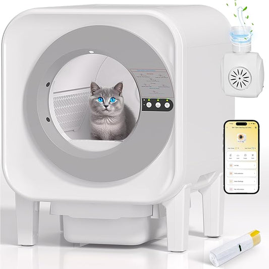 Automatic Cat Litter Box | Self Cleaning Litter Box for Cats with App Control, 75L&12L Large Space, Odor Control, 3–30LBS Cats Friendly, Quiet, Easy to Clean, Litter-Saving