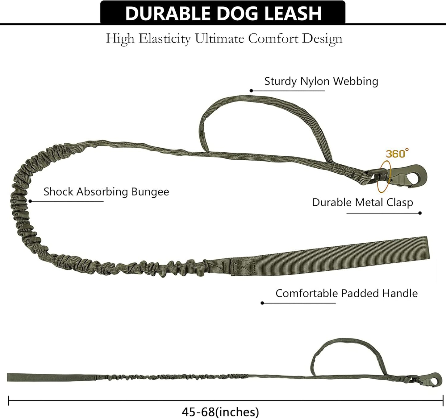 Tactical AirTag Dog Collar Leash Set - Heavy Duty, Adjustable GPS Collar Compatible with Apple AirTag, with Holder & Control Handle for Medium/Large Dogs [Green, XL]