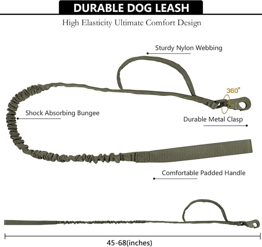 Tactical AirTag Dog Collar Leash Set - Heavy Duty, Adjustable GPS Collar Compatible with Apple AirTag, with Holder & Control Handle for Medium/Large Dogs [ Green, M ]