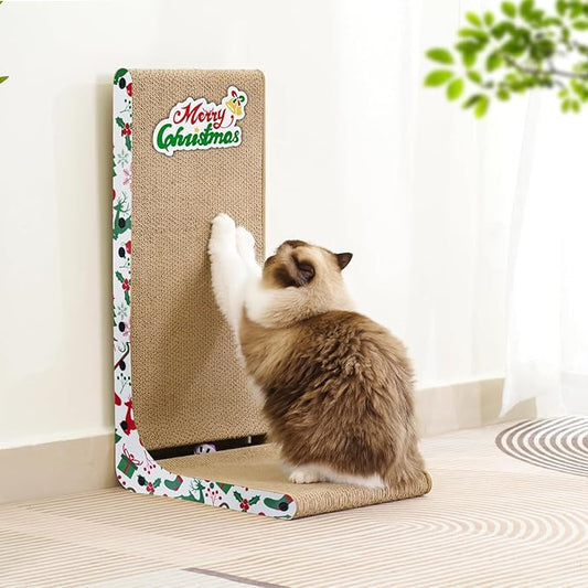 Cardboard Cat Scratcher, 23.6 Inch L Shaped Vertical Cat Scratching Board, Wall-Mount Cat Scratchers for Indoor Cats (Colorful, 2pcs)