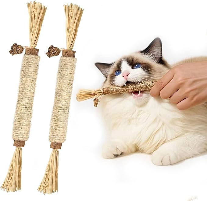 Natural Silvervine Sticks Cat Toys, Catmint Silvervine Blend Sticks, Catnip Kittens Chew Toys Teeth Cleaning (2 Pack)