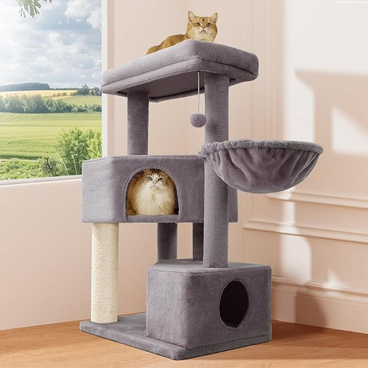 Gardner Pet 41" Tall Cat Tree for Medium-Large Cats, Heavy Duty Cat Tower with 2.8in Posts & Washable Top Perches, Space-Saving Cat Furniture for Apartments, Easy to Assembly