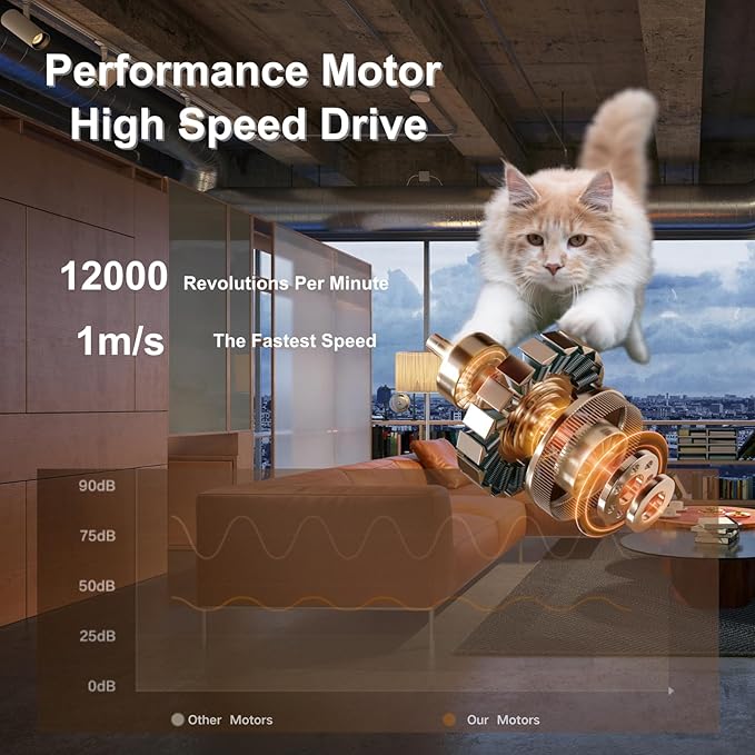 Interactive Cat Ball for Indoor Cats - Dual-Speed Automatic Rolling Ball Toy with 90Min Run Time, Plush + Feather Tails, Energetic Cat Chase Exercise, Blue/Orange