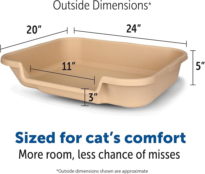 KittyGoHere Senior Cat Litter Box 1 Pack, Large Beach Sand Low Entrance Kitty Litter Box, Sized for Cats Comfort, Perfect for Senior and Arthritic Cats, Made in USA – Includes Long-Handle Jumbo Scoop