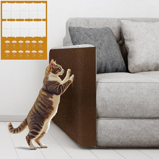 Cat Scratching Mat Self-Adhesive, 78.7"x15.8" Trimmable Cat Scratch Furniture Protector, Durable Cat Scratch Pad for Couches, Cat Trees, Walls, Easy to Install for Cat Owners
