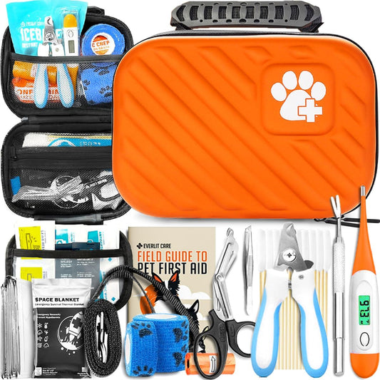 EVERLIT Pet Medic First Aid Kit | 95 Pcs Vet-Approved Medical, Outdoor & Emergency Supplies for Dogs, Cats, Animal Care | Travel-Friendly Compact Bag for Home, Car and Travel (Guardian Orange)