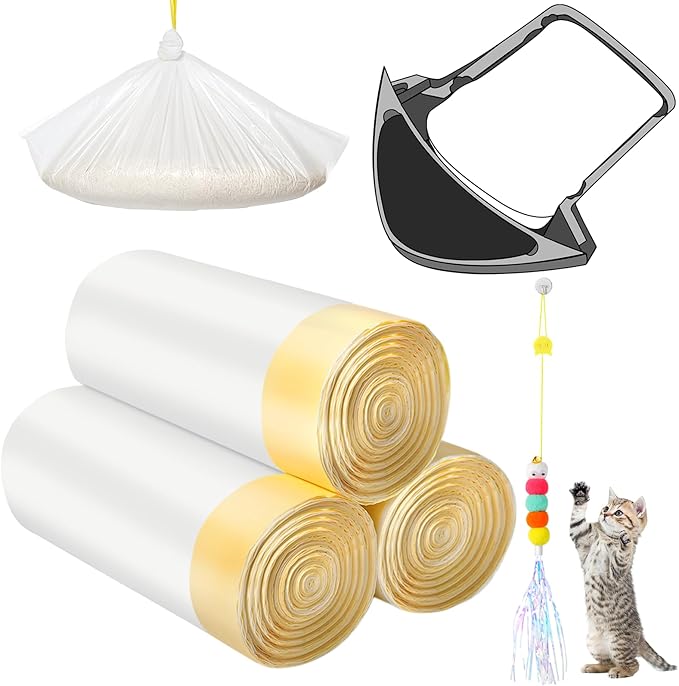 Waste Drawer Liners Bags Replacement Compatible with Litter-Robot 3/4, 60 Count Thickened Heavy Duty Cat Liner Bags with Drawstring 10-12 Gallons of Capacity