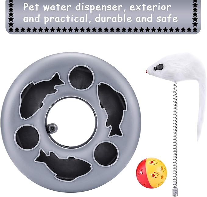 Interactive Kitten Toys Roller Track with Catnip Spring Pet Toy with Exercise Balls Teaser Mouse for Indoor Cats (Soft Grey)