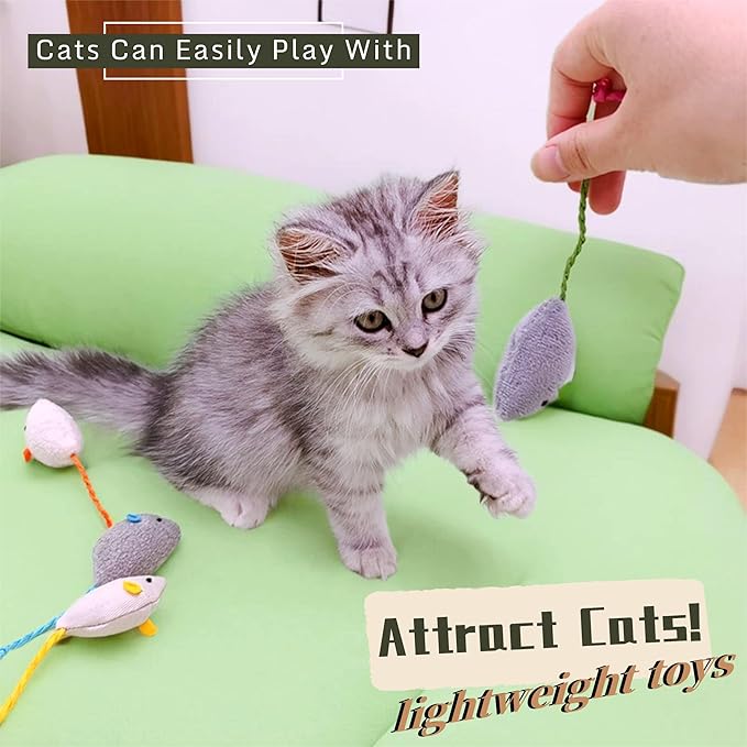 Cat Toys, 4 Pack Plush Catnip-Filled Interactive Cat Toy for Bored Indoor Adult Cat, Realistic Design, Catnip Cat Mouse Toy, 4 Assorted Colors, 4 of Each, Value Pack