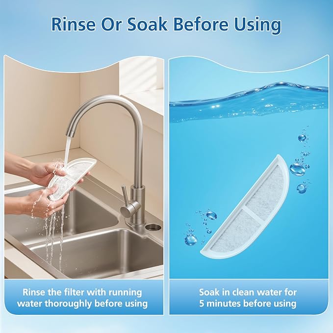 15-Pack Cat Water Fountain Filters Compatible With eufy Stainless Steel Pet Fountain 3L/105oz, Pet Water Fountain Filter with Triple Filtration System for Cats and Dogs