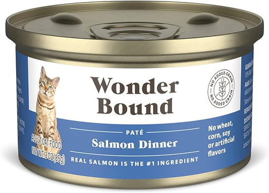 Amazon Brand - Wonder Bound Wet Cat Food, Pate, No Added Grain, (Salmon), 3 ounce (Pack of 24)
