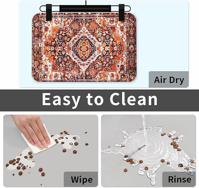 Boho Craft Design Dog Food Mat Absorbent Bowl Mats No Stains Quick Dry Waterproof Pet Cat Placemats for Food and Water, 30x45cm