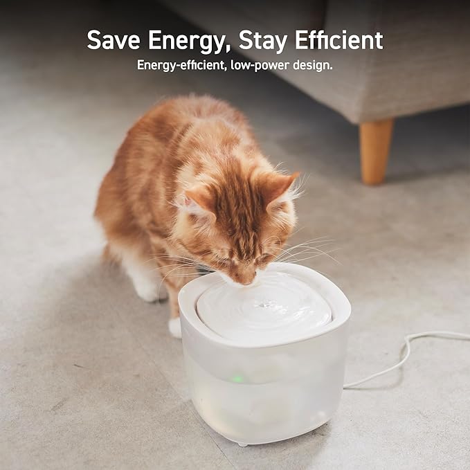 ELECOM Automatic Pet Water Fountain for Cats and Dogs, 9dB Ultra Quiet Operation, Silent Aqua WD-02 Replacement Water Pump (Pump, 2 Liters)