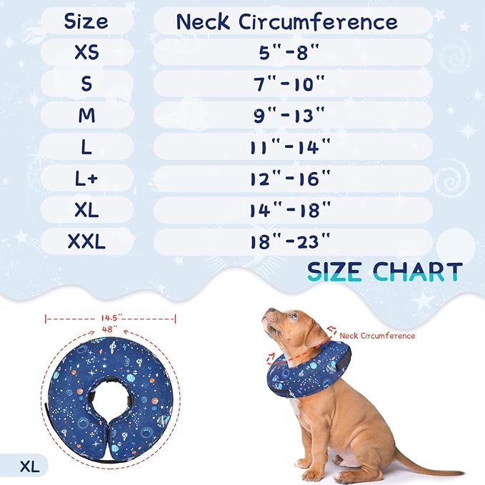 Supet Inflatable Dog Cone Collar Alternative After Surgery, Dog Neck Donut Collar Recovery E Collar for Neuter, Soft Dog Cone for Small Medium Large Dogs