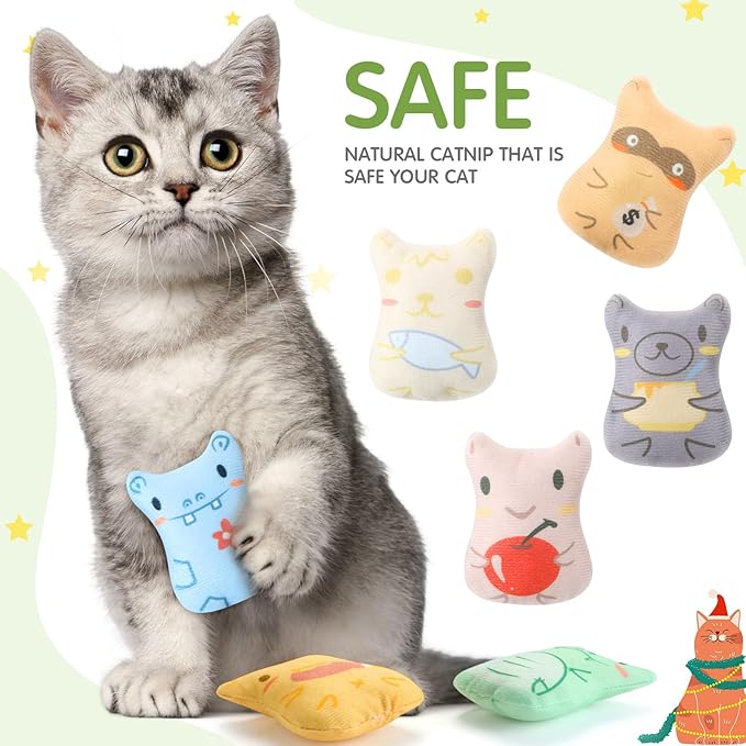 Gejoy 20 Pieces Catnip Toys for Indoor Cat Plush Cat Chew Toys Kitten Catnip Kitten Entertaining Interactive Dolls (Charming)