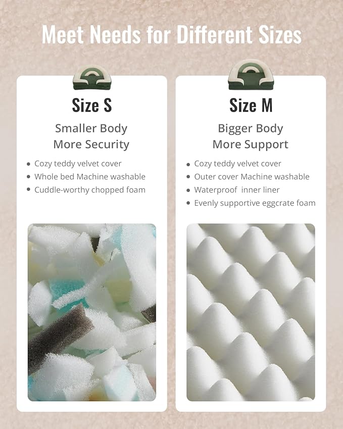 Blissful Diary Foam Cat Bed Small Size, Washable Pet Bed for Cats and Dogs, Soft Teddy Plush with Rainbow Design (Green)