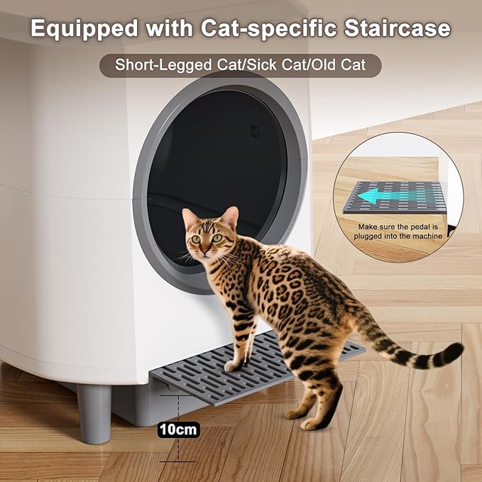 Self Cleaning Litter Box, Automatic Litter Box, Odor Control, 90L Large Capacity with APP Control and Safety Sensor, Ellenpent, for Multiple Cats, Large Cat, with 3 Rolls Trash Bags