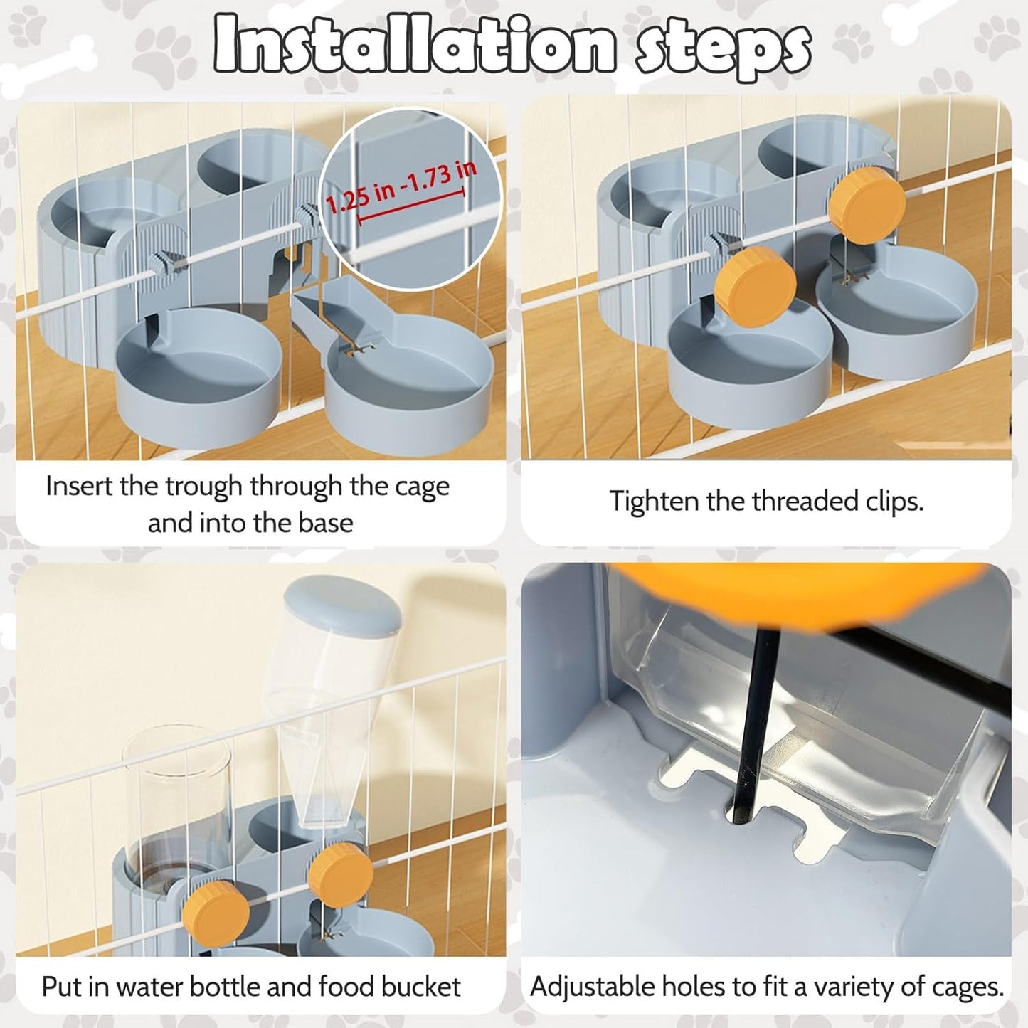 kathson Automatic Rabbit Food and Water Dispenser for Cage, Auto Gravity Bunny Feeder and Water Set Hanging Small Animal Feeding & Watering Supplies for Guinea Pig Ferret Puppy Kitten (Blue)