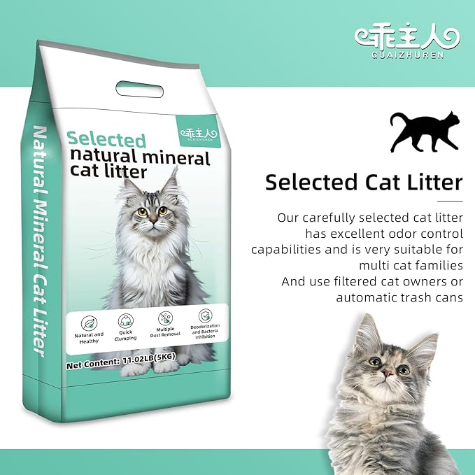 Natural Sodium Bentonite Clay Cat Litter | Dust-Free, Rapid Clumping, Ultra Absorbent, Odor Control, Low Tracking (11LBS)
