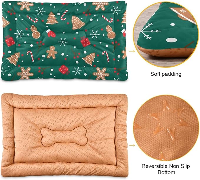 Pet Bed Christmas Snowman Gingerbread Dog Bed Mat Absorbing Non Slip Pad Pet Sleeping Mat for Small, Medium, and Large Dogs Puppy Cat 36 in x 24 in